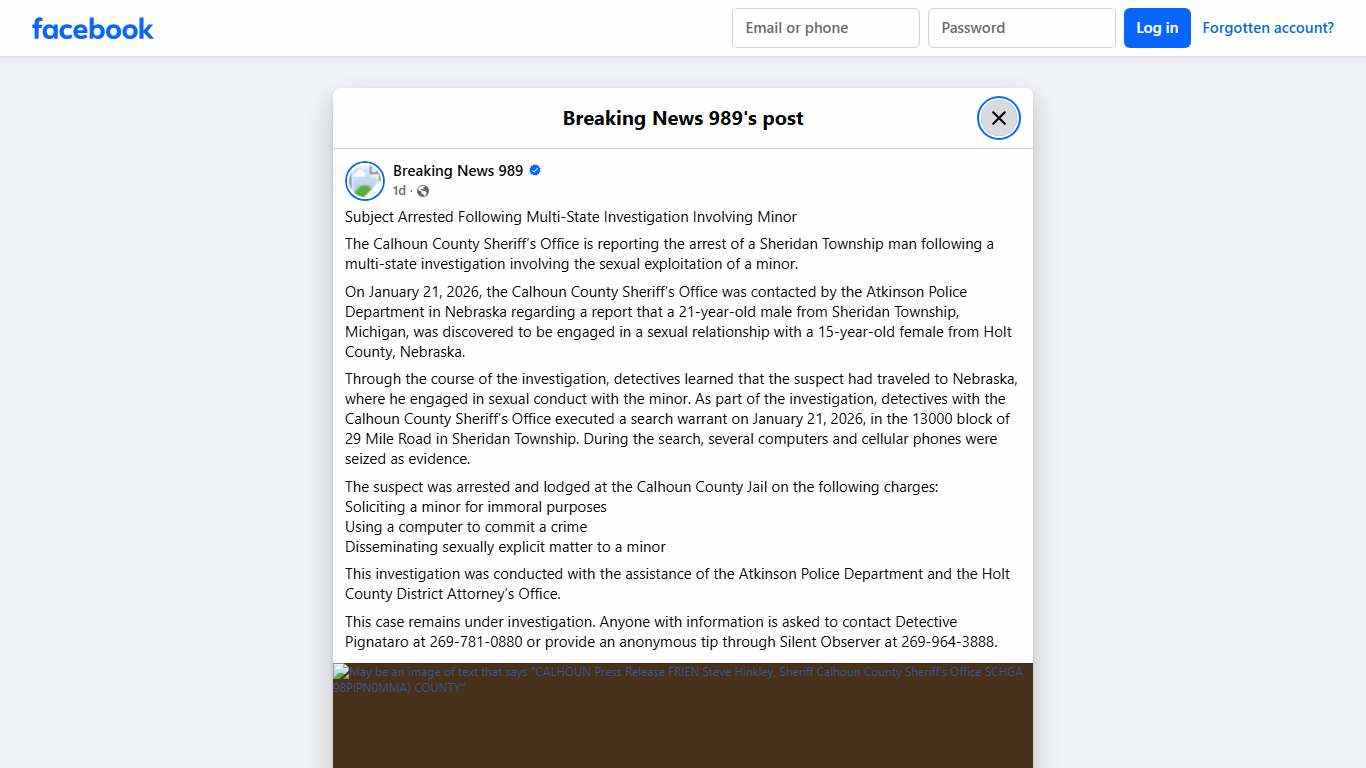 Subject Arrested Following Multi-State... - Breaking News 989 Facebook